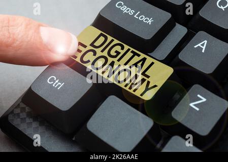 Handwriting text Digital Economy. Business showcase advancement of economy built using modern technology Abstract Deleting Browser History, Editing And Organizing Online Files Stock Photo