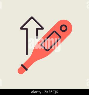 Increased temperature with thermometer vector icon Stock Photo