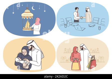 Business and family of arab people Stock Photo