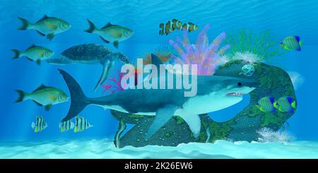 Shark Ocean Reef Stock Photo