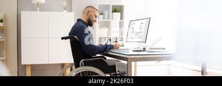 Accountant Using E Invoice Software At Computer Stock Photo