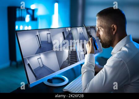 Security System CCTV Monitor Room Stock Photo