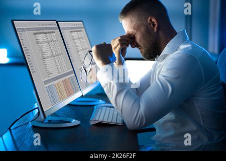 Eye Pain And Inflammation. Man With Retina Fatigue Stock Photo