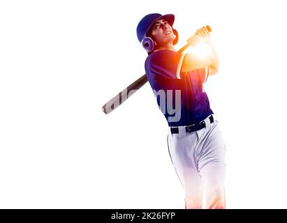 Baseball player hitter in action and concepts Stock Photo