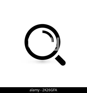 Search icon, SEO of big data symbol, web navigation sign, line style simple magnifier graphic element, magnifying glass logo template, isolated illustration. Stock Photo