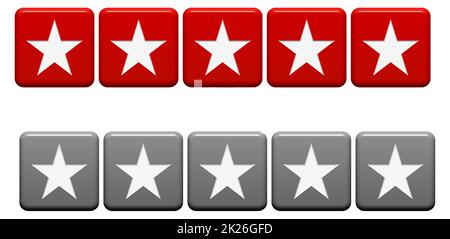 Feedback Rating with 5 stars red and grey Stock Photo