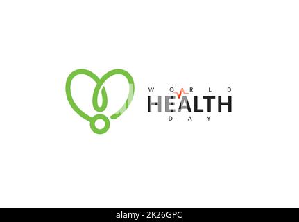 World health day icon. Green ribbon, Health promotion, medical symbol. Healthcare concept design. Isolated vector illustration. Stock Photo