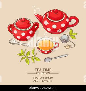 tea set red Stock Photo