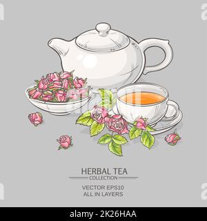 rose tea on grey background Stock Photo