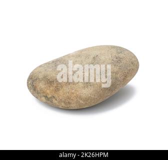 round gray sea stone isolated on white background Stock Photo