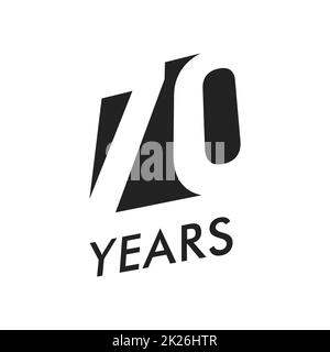 Seventy years vector emblem template. Anniversary symbol, negative space design. Jubilee black color icon. Happy 70th birthday, abstract illustration. Stock Photo