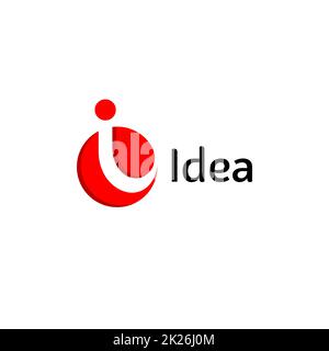 Idea logo. Letter I, abstract creative brainstorm solution vector red icon. Stock Photo