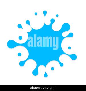 Fresh water splash vector icon. White blot, drop illustration. Water logo template. Blue paint sign design. Stock Photo