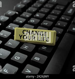 Writing displaying text Change Your Life. Concept meaning inspirational advice to improve yourself for the future Typing A New Mystery Novel, Creating Online Post On Social Media Stock Photo