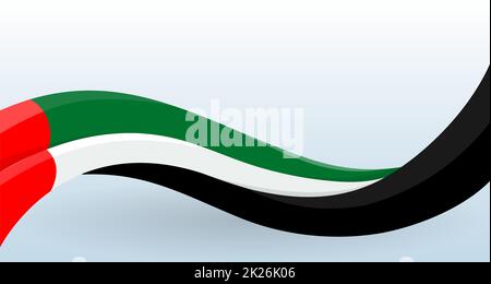 United Arab Emirates Waving National flag. Modern unusual shape. Design template for decoration of flyer and card, poster, banner and logo. Isolated vector illustration. Stock Photo