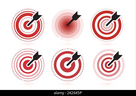Arrow hit target vector icons set. flat winner symbol template. Modern emblem idea. Concept design for business. Isolated vector illustration on white background. Stock Photo
