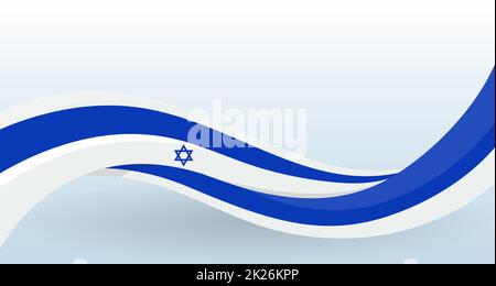Israel National flag. Waving unusual shape. Design template for decoration of flyer and card, poster, banner and logo. Isolated vector illustration. Stock Photo