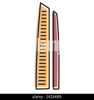 Isolated brown color skyscraper in lineart style icon, element of urban architectural building vector illustration. Stock Photo
