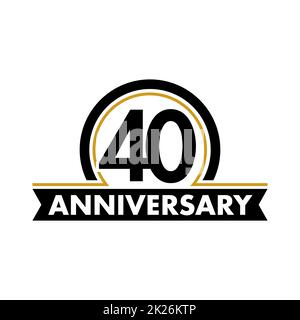 Anniversary vector unusual label. Fortieth anniversary symbol. 40 years birthday abstract logo. The arc in a circle. 40th jubilee. Stock Photo