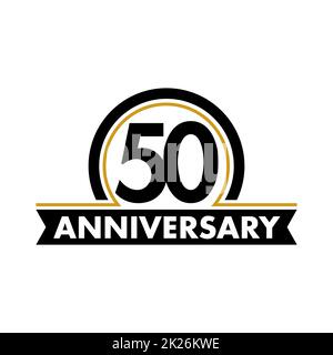 Anniversary vector unusual label. Fiftieth anniversary symbol. 50 years birthday abstract logo. The arc in a circle. 50th jubilee. Stock Photo