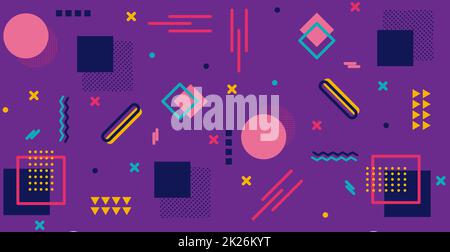 Colorful multicolored panoramic abstract background from different geometric shapes - Vector Stock Photo