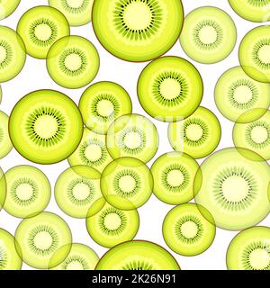 Seamless kiwi vector pattern. Minimalistic food background. Vitamins repeatable texture. Stock Photo