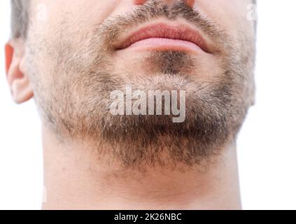 Bearded male chin. Beard on the face of a young man. Stock Photo