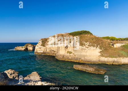 Roca Vecchia, Archaeological site near Torre di Roca Vecchia, Apulia, Italy Stock Photo