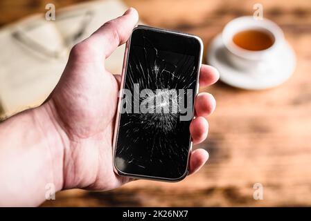 Cracked smart phone Stock Photo