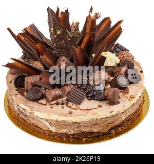 Layered chocolate mousse cake Stock Photo