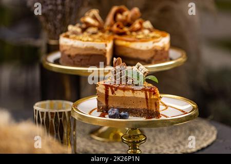 Layered chocolate cake Stock Photo