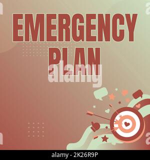 Conceptual caption Emergency Plan. Business showcase instructions that outlines what workers should do in danger Presenting Message Hitting Target Concept, Abstract Announcing Goal Stock Photo