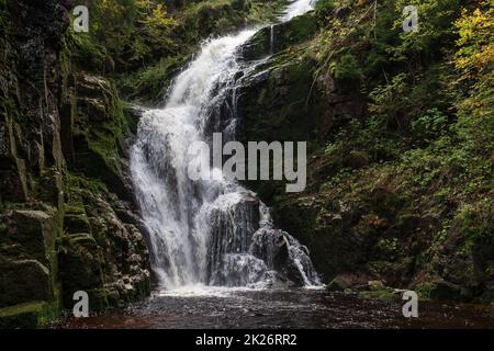Kamienczyk Waterfall - the highest waterfall in the Polish Sudetenland near the town of Szklarska Poreba. Stock Photo