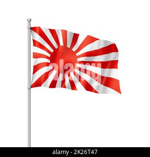 Japanese naval ensign flag isolated on white Stock Photo