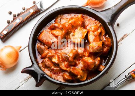 Delicious beef stroganoff meat Stock Photo