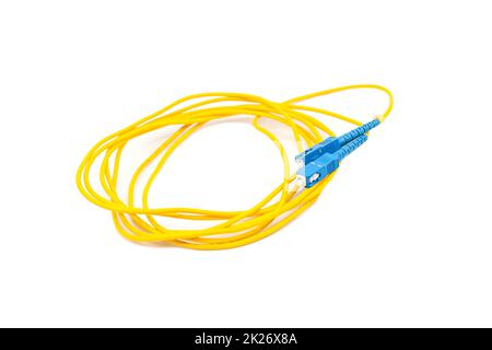 Fiber optic cables isolated on white background Stock Photo