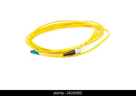 Fiber optic cables isolated on white background Stock Photo