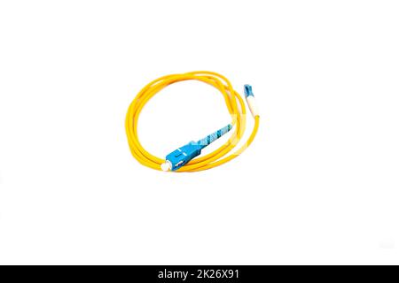 Fiber optic cables isolated on white background Stock Photo