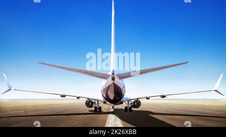modern jet on a runway ready for take off Stock Photo