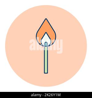 Burning match vector icon. Barbecue and bbq grill Stock Photo