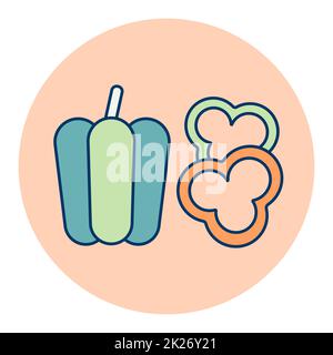 Fresh peppers sliced vector icon. Vegetable symbol Stock Photo - Alamy
