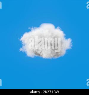 Single Cloud on Flat Blue Background Stock Photo