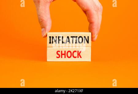 Inflation shock symbol. Concept words Inflation shock on wooden blocks ...