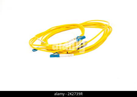 Fiber optic cables isolated on white background Stock Photo