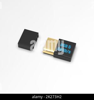 The 3d rendering USB stick isolated on white background Stock Photo