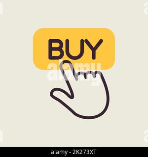 Finger pointing to buy sign icon Stock Photo