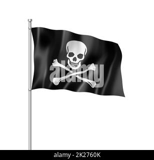 Pirate flag, Jolly Roger isolated on white Stock Photo