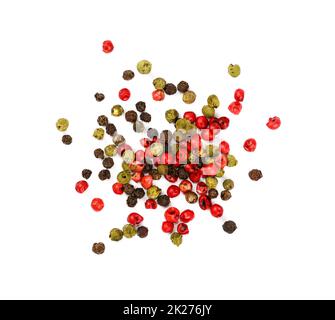 Heap of mixed peppercorns isolated Stock Photo