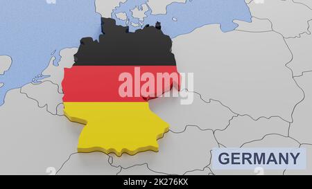 Germany map 3D illustration. 3D rendering image and part of a series. Stock Photo