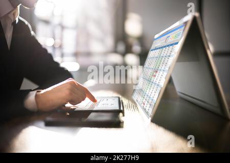 Man Analyzing Digital E Invoice Stock Photo